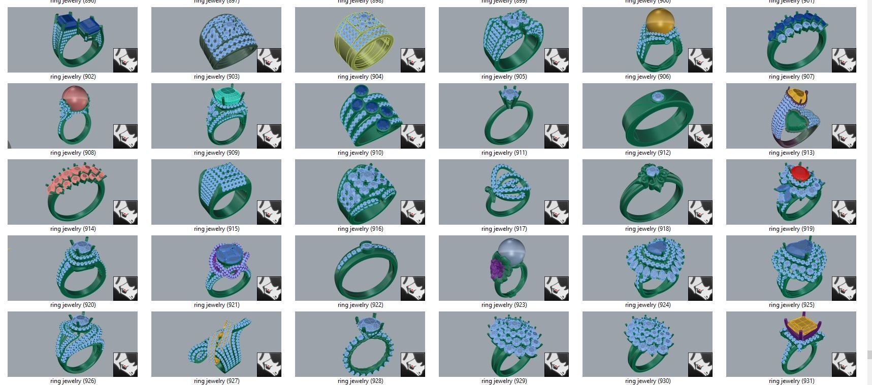 diamond  ring  15files 3D print model_30