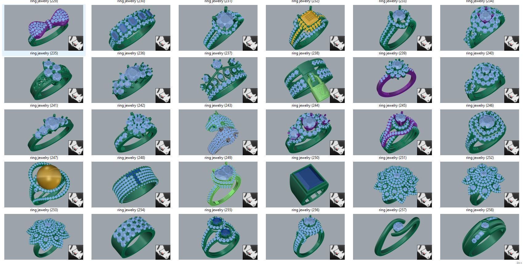 diamond  ring  15files 3D print model_8