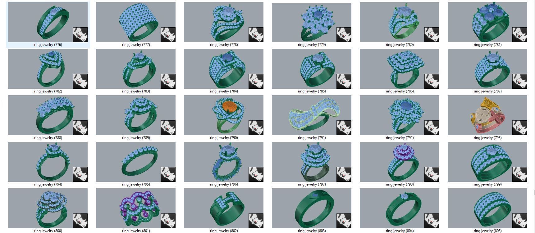 diamond  ring  15files 3D print model_26