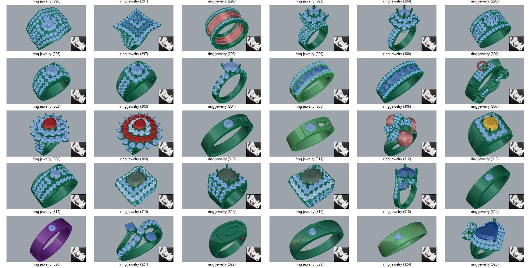 diamond  ring  15files 3D print model_10