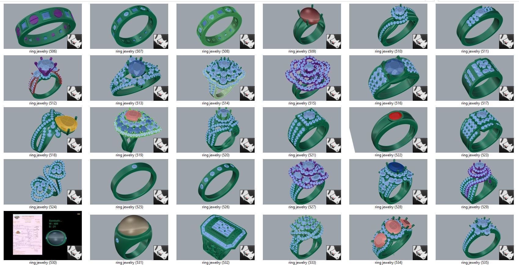 diamond  ring  15files 3D print model_17