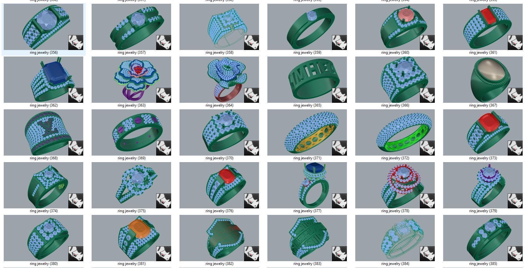 diamond  ring  15files 3D print model_12