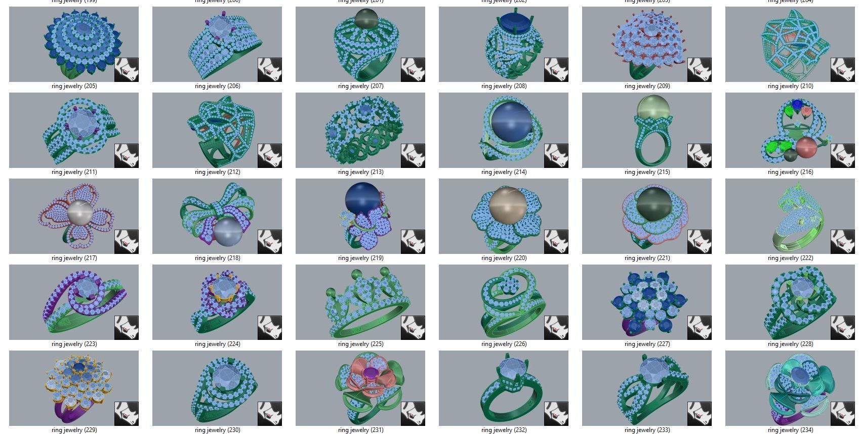 diamond  ring  15files 3D print model_7