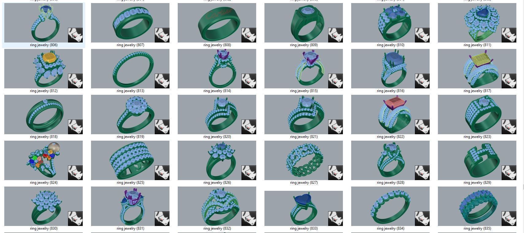 diamond  ring  15files 3D print model_27