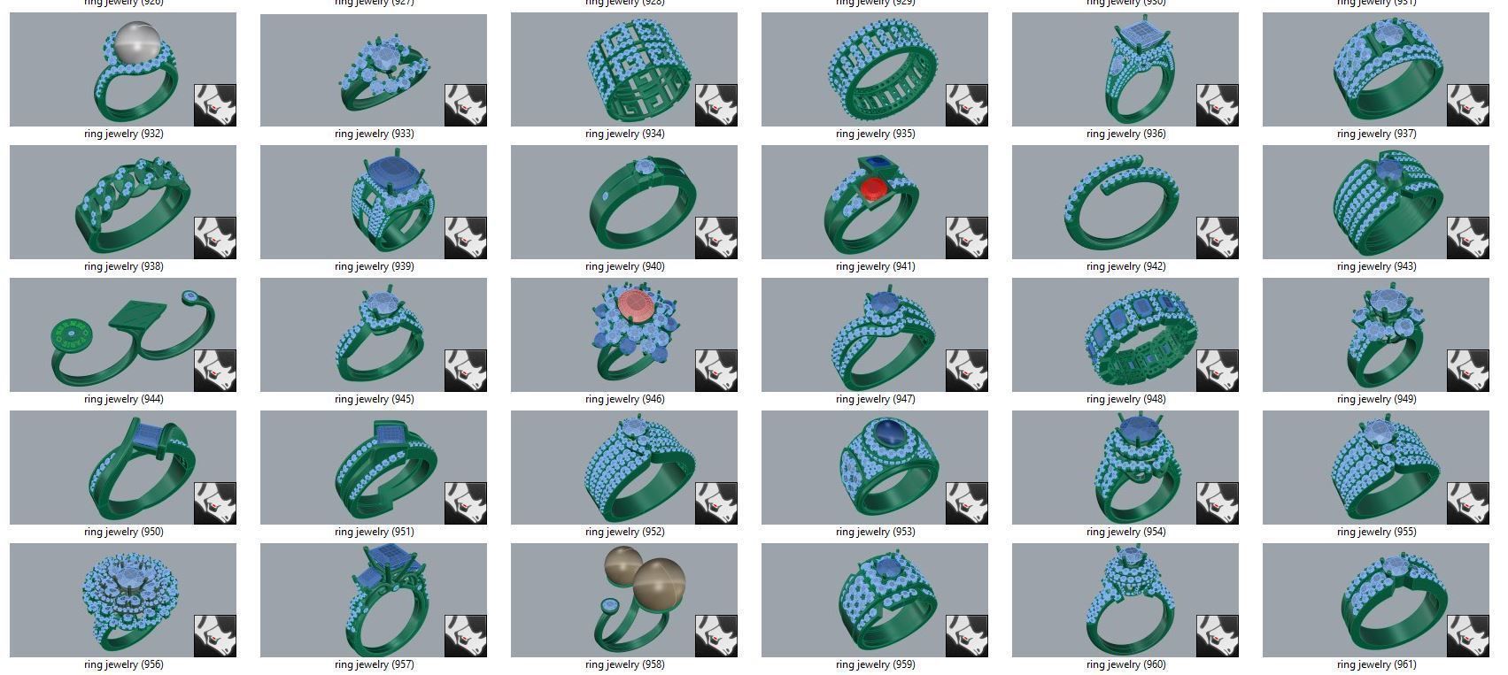 diamond  ring  15files 3D print model_31