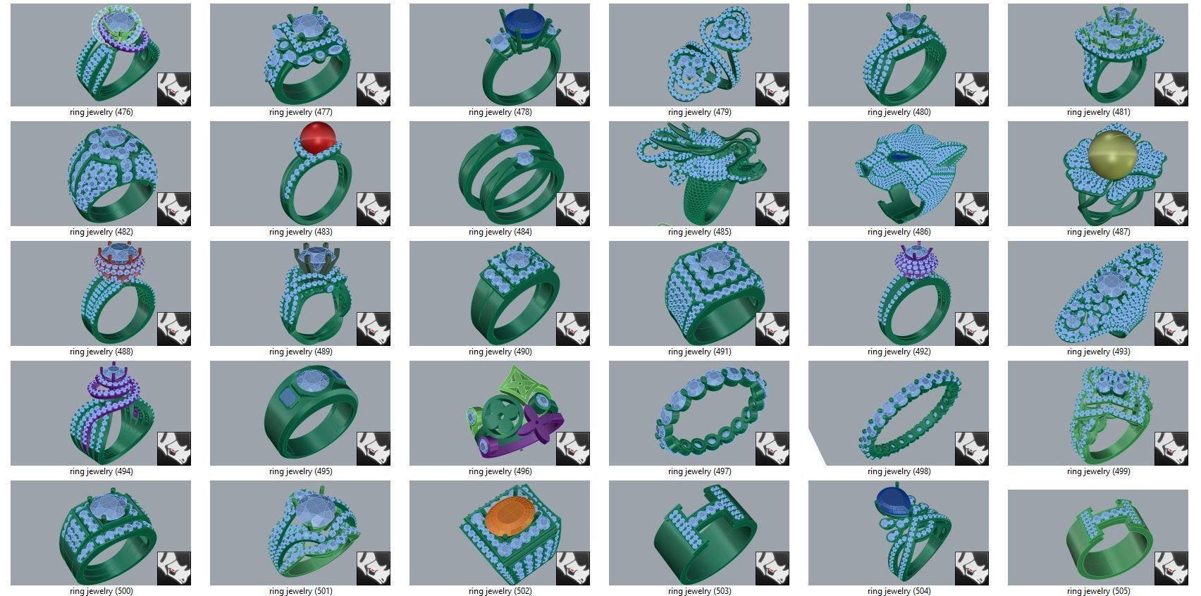 diamond  ring  15files 3D print model_16