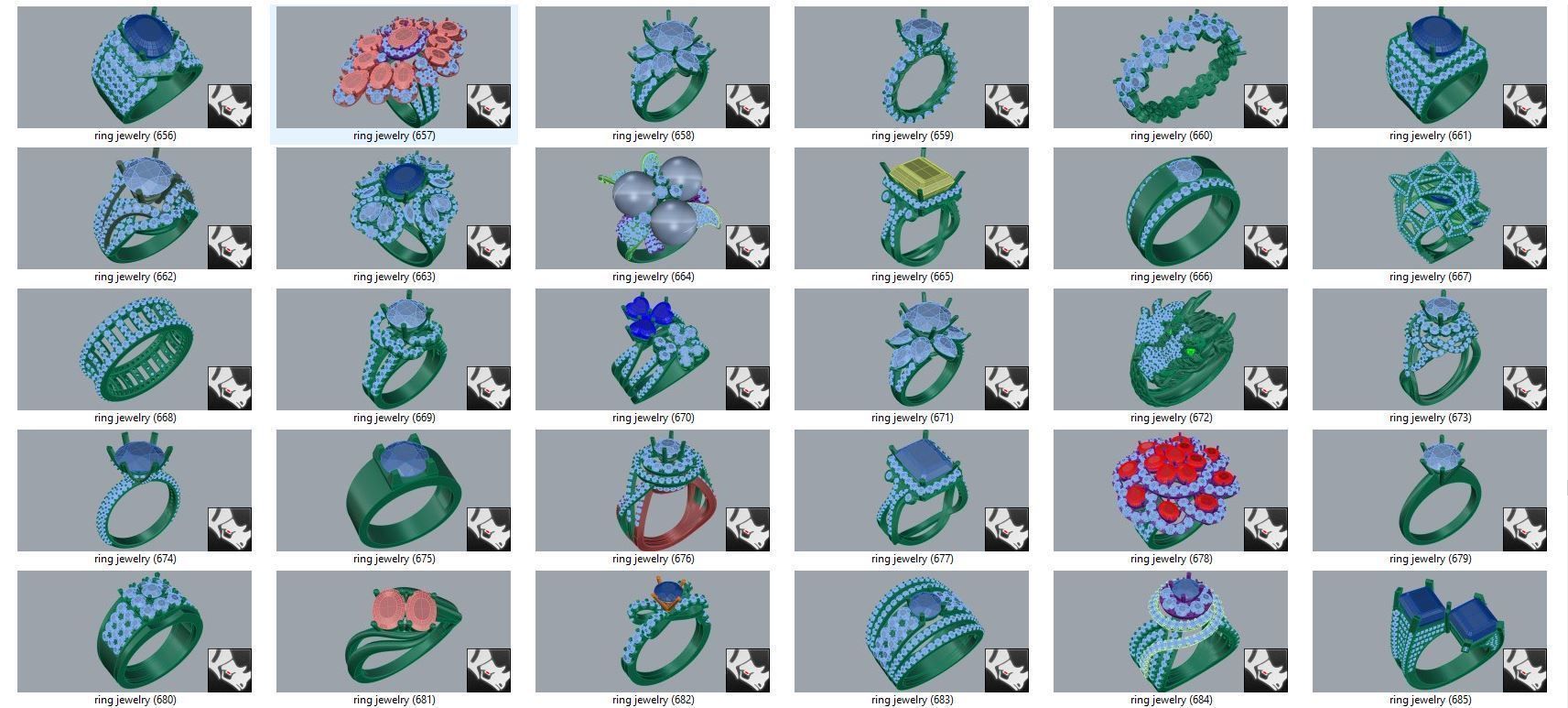 diamond  ring  15files 3D print model_22