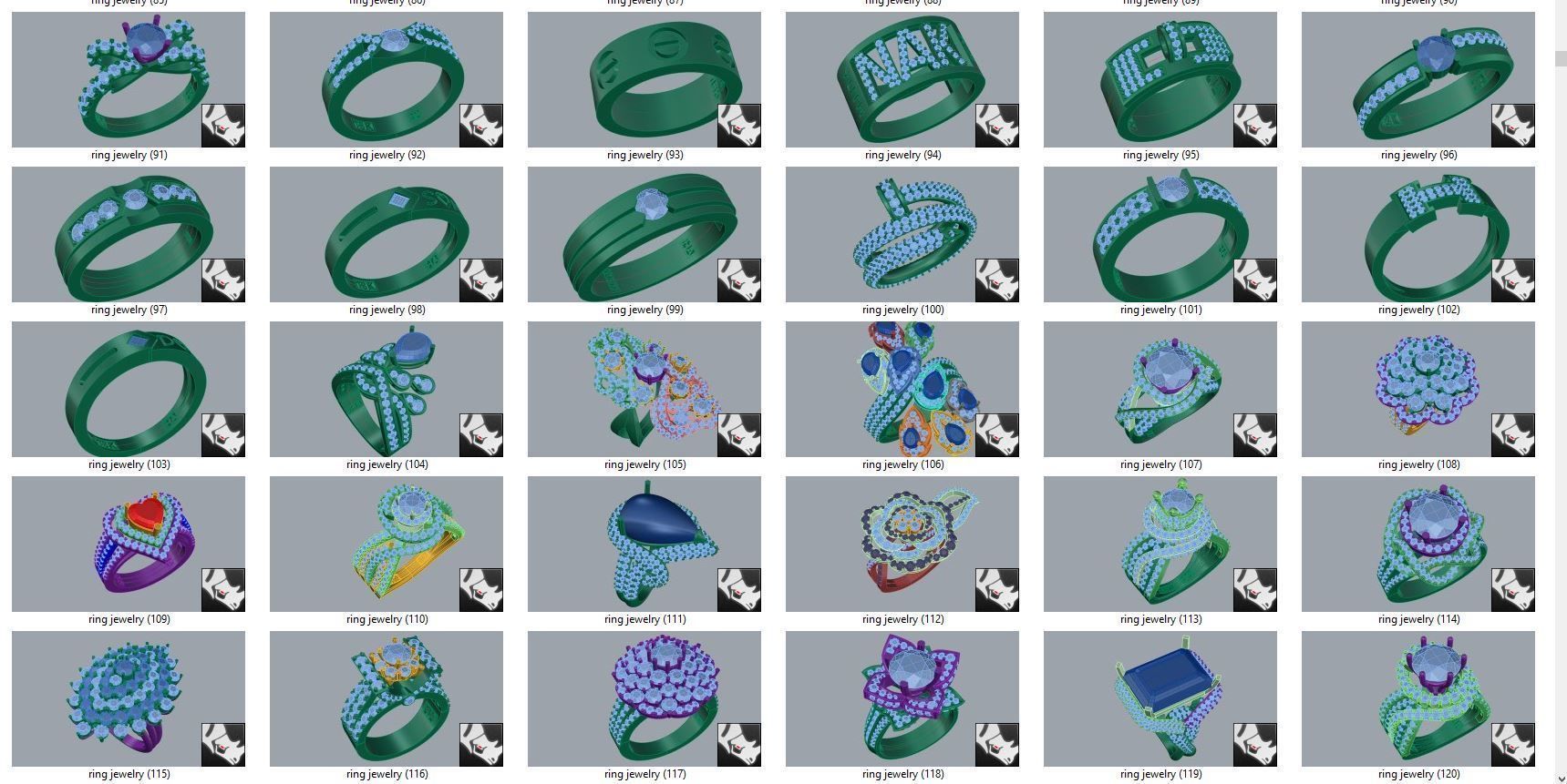 diamond  ring  15files 3D print model_3