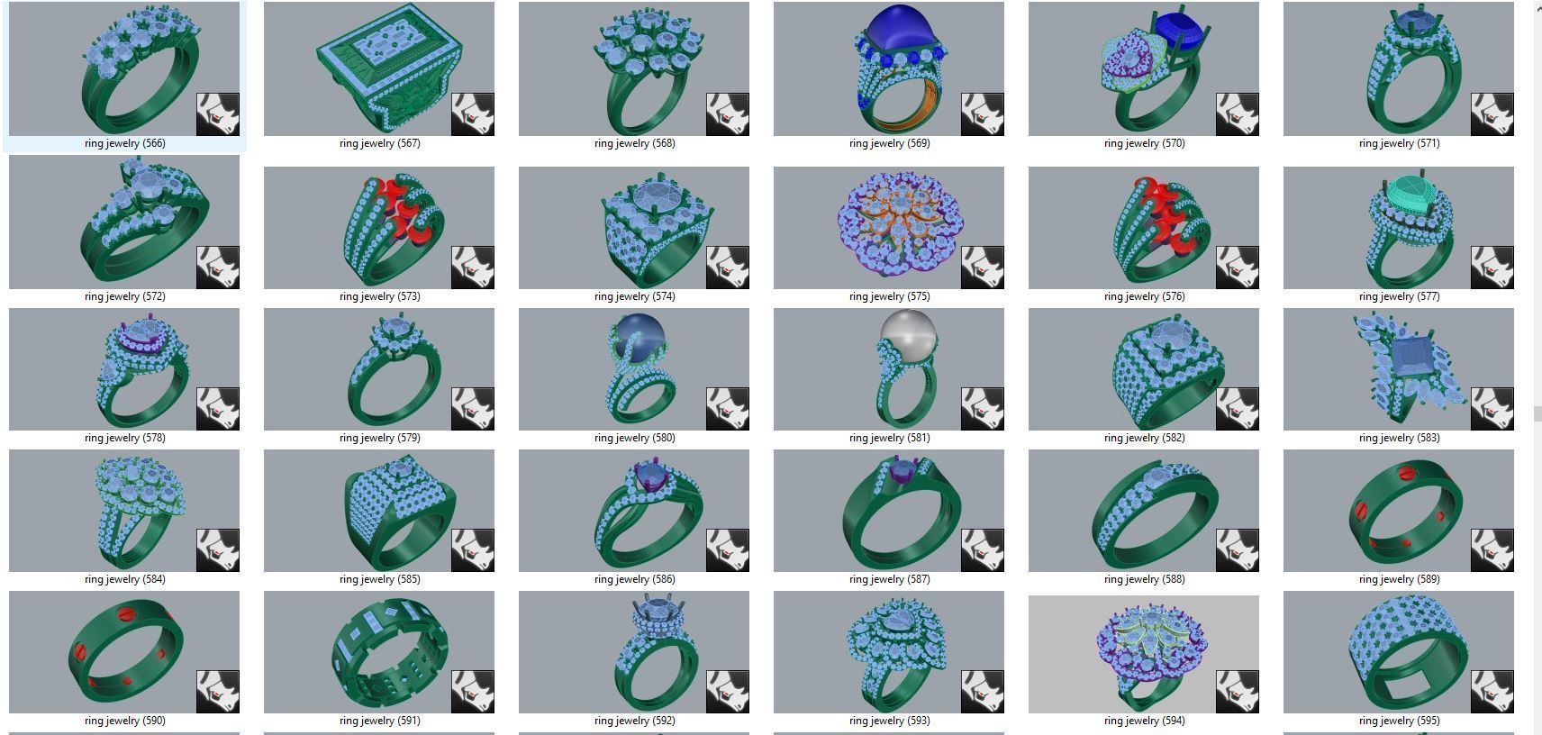 diamond  ring  15files 3D print model_19