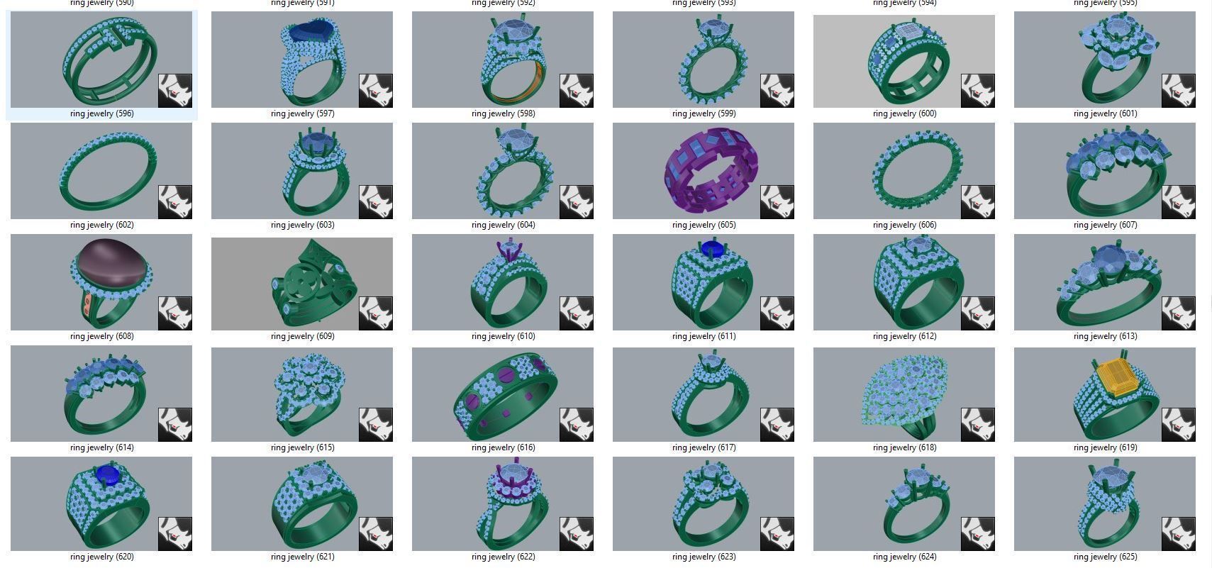 diamond  ring  15files 3D print model_20
