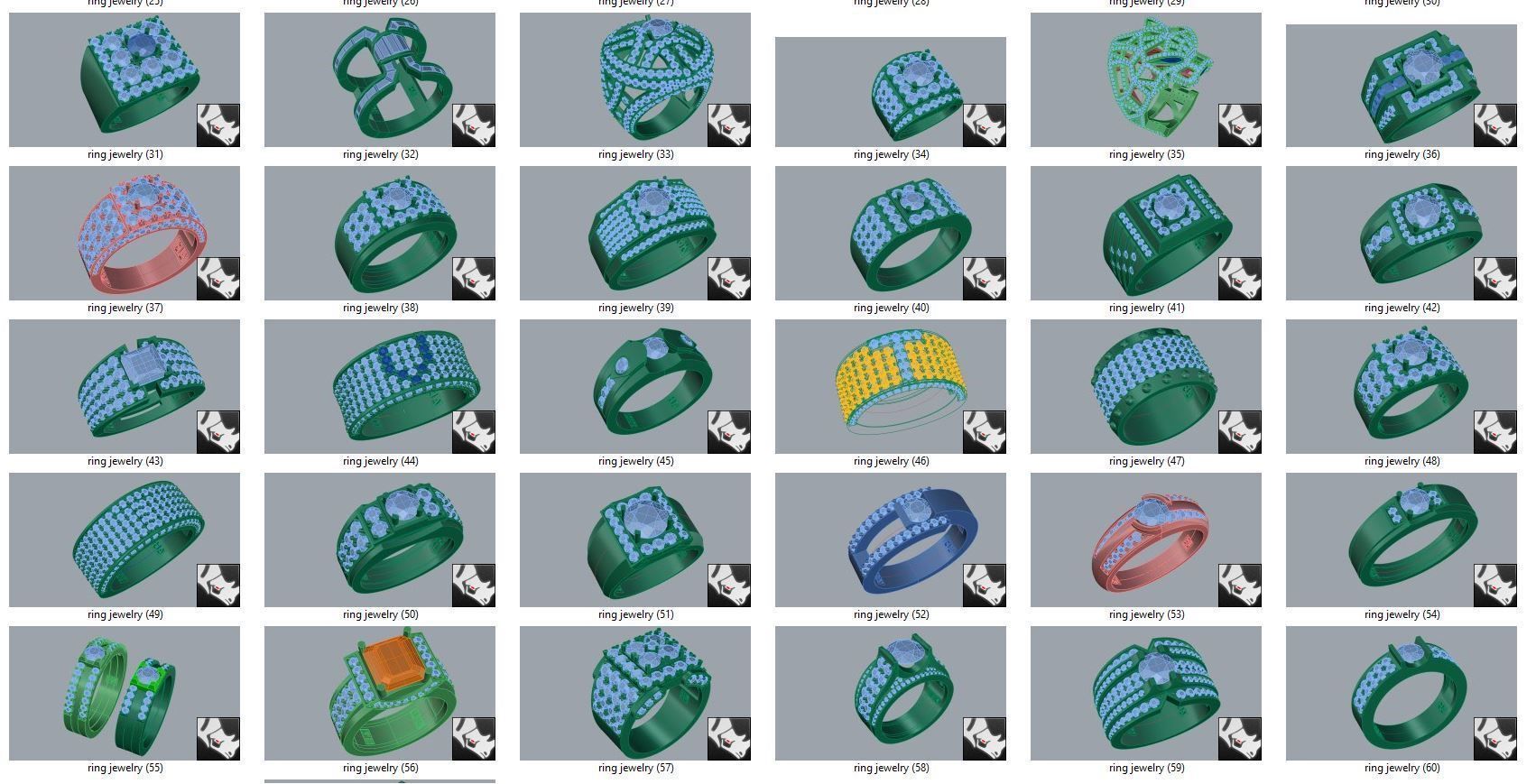 diamond  ring  15files 3D print model_1