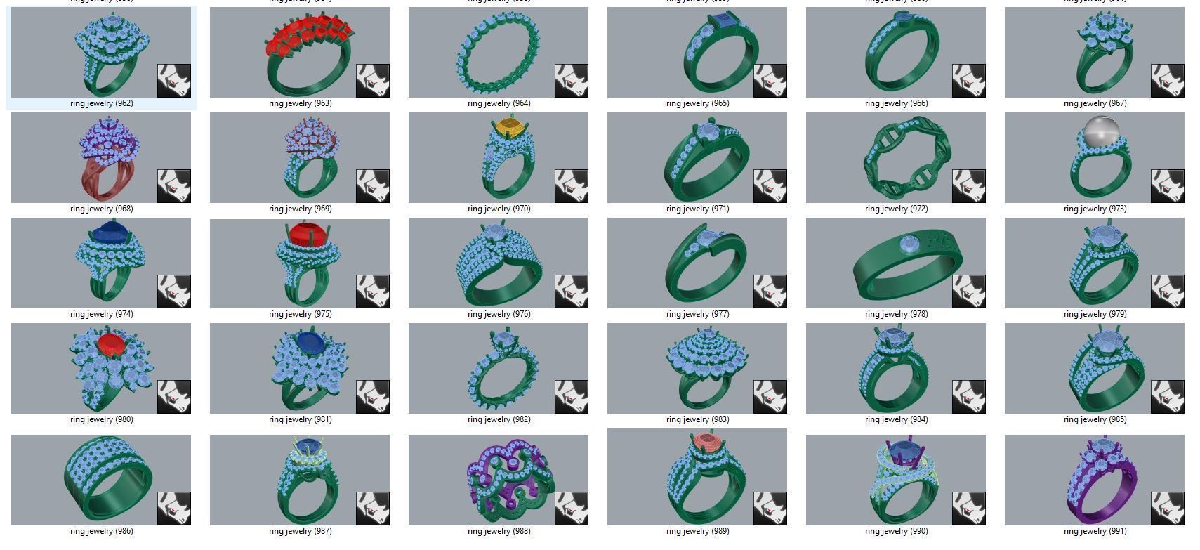 diamond  ring  15files 3D print model_32