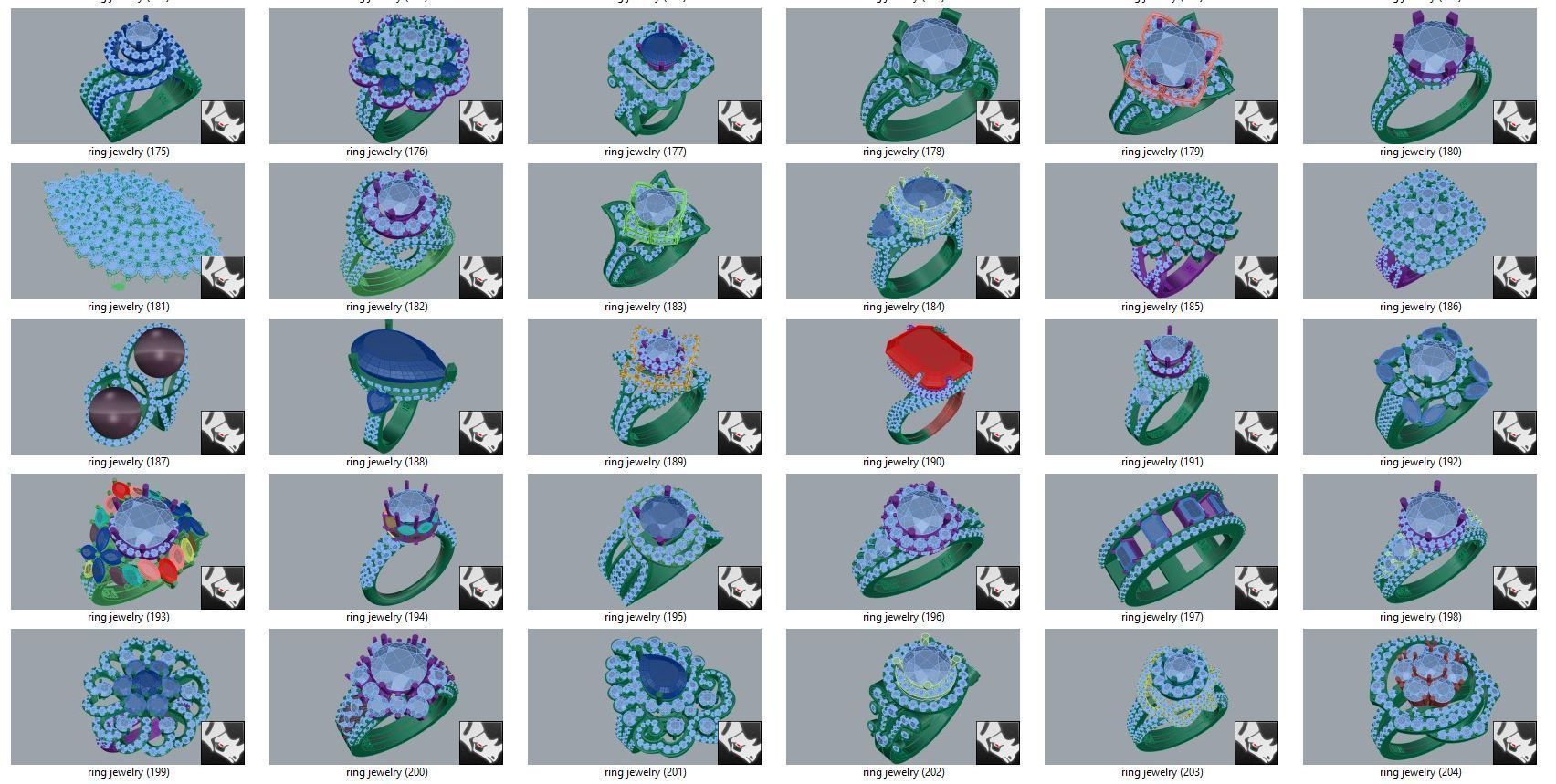 diamond  ring  15files 3D print model_6