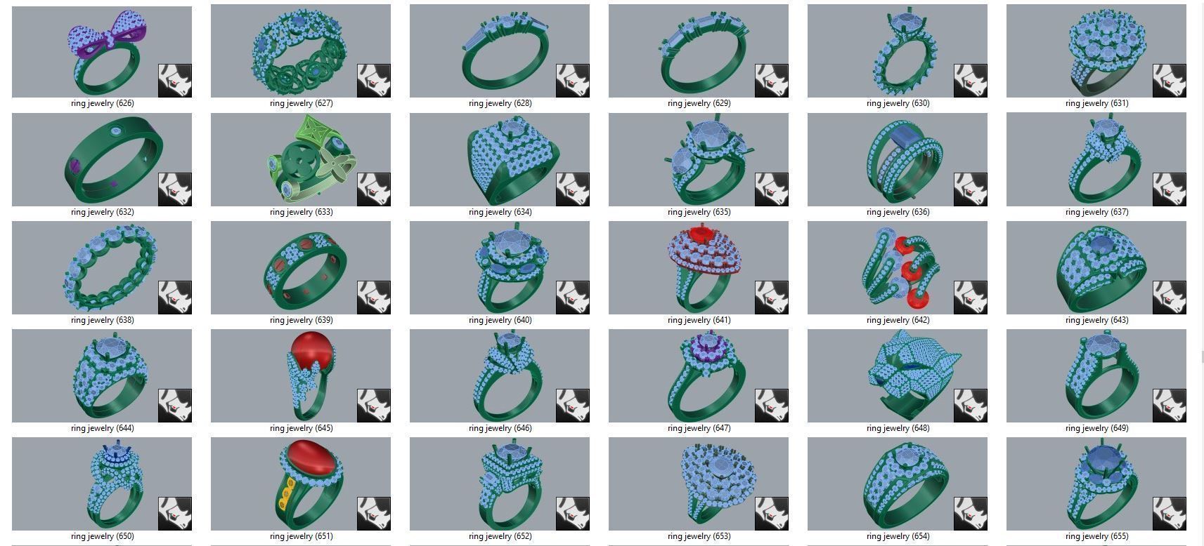 diamond  ring  15files 3D print model_21