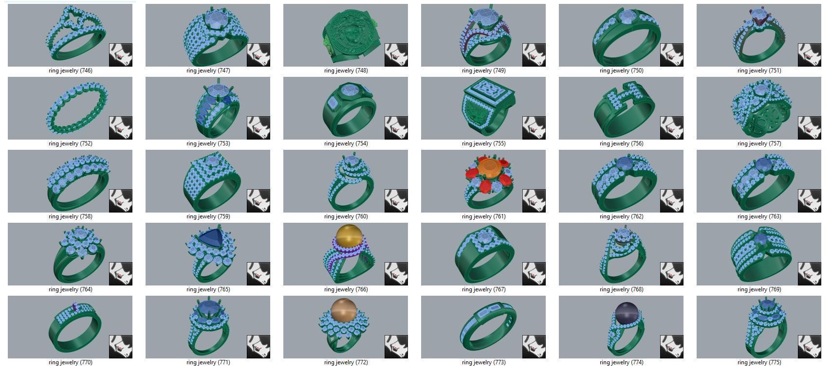 diamond  ring  15files 3D print model_25