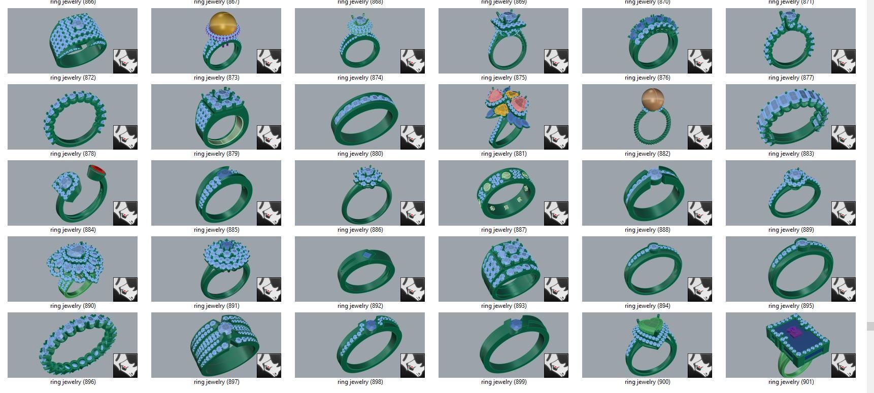 diamond  ring  15files 3D print model_29