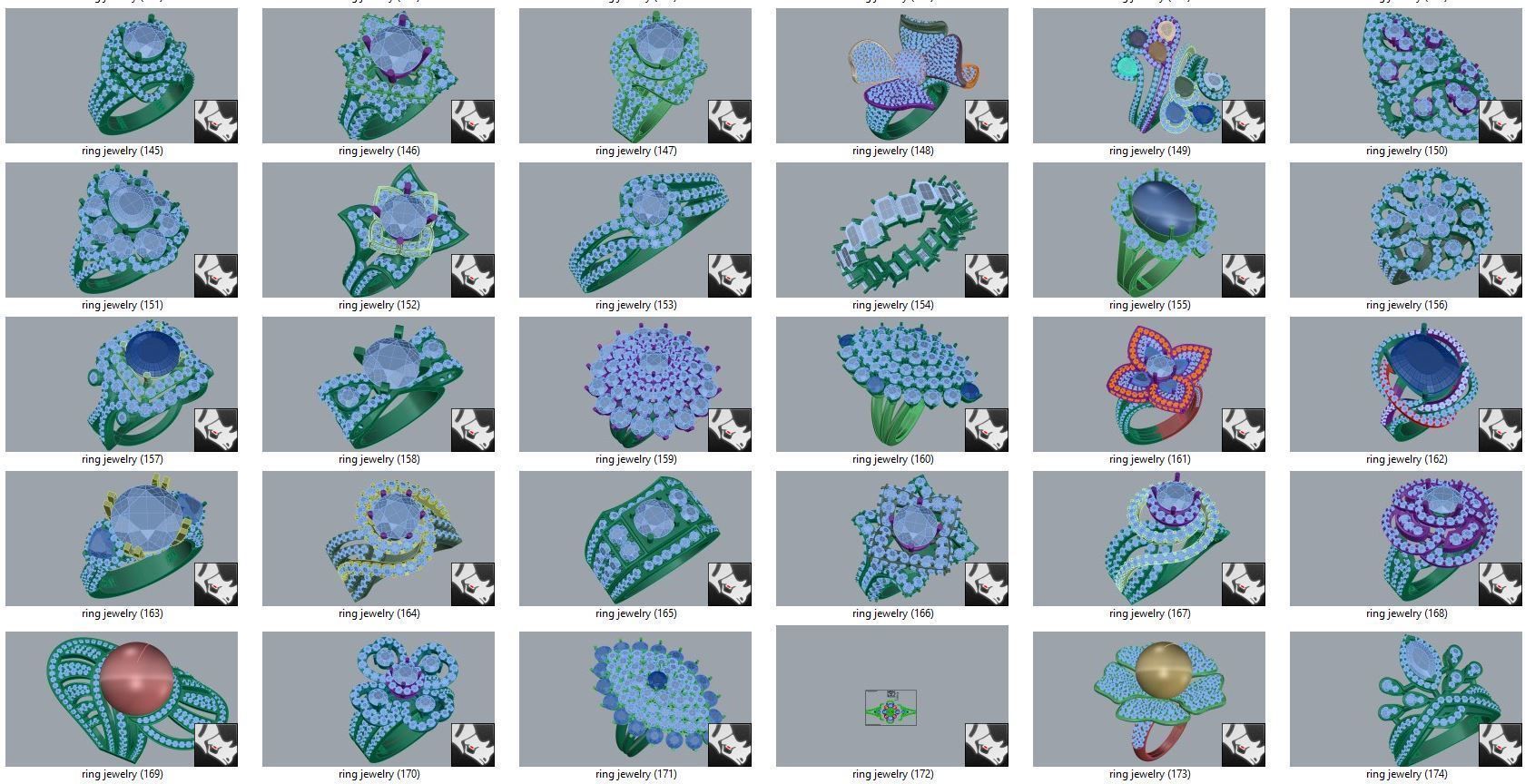 diamond  ring  15files 3D print model_5