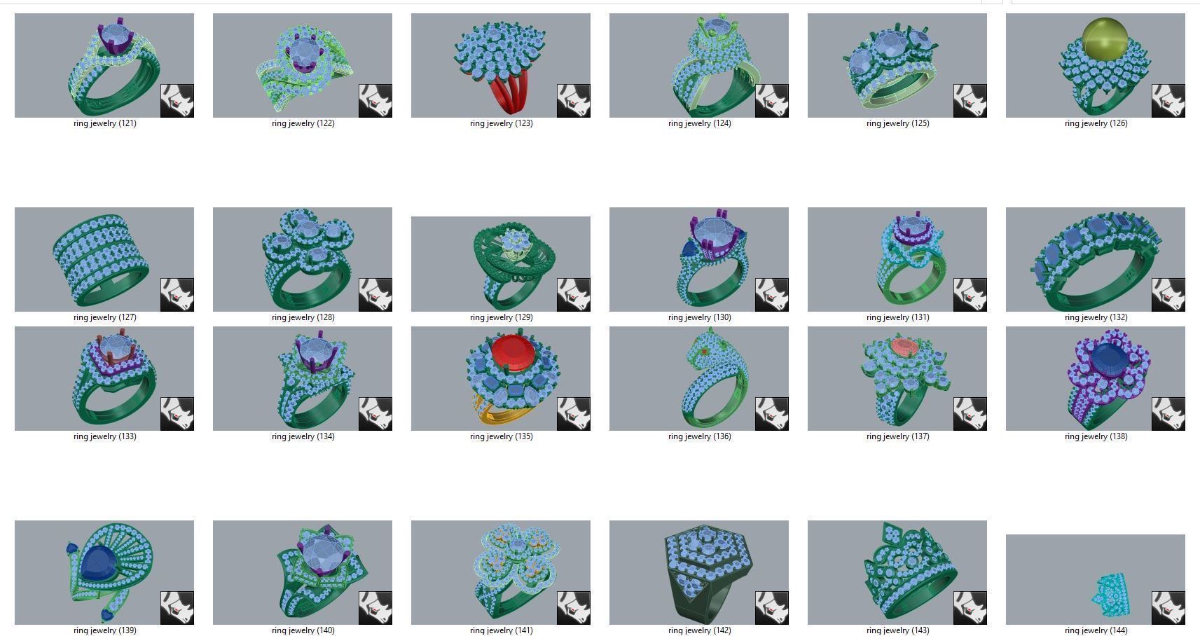 diamond  ring  15files 3D print model_4