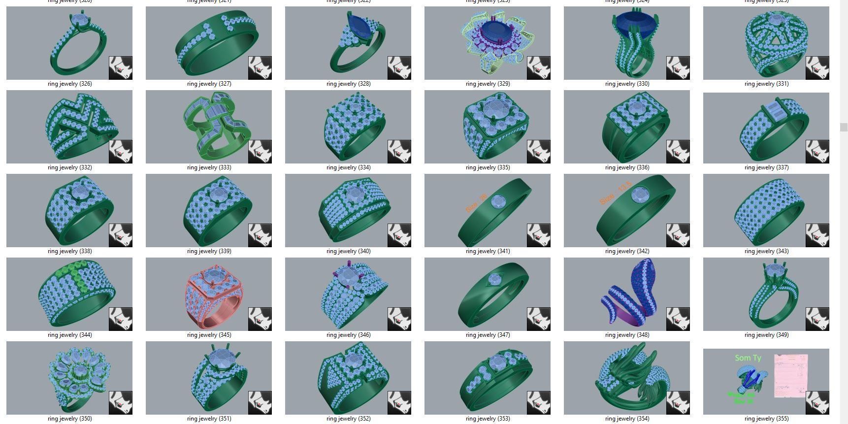 diamond  ring  15files 3D print model_11