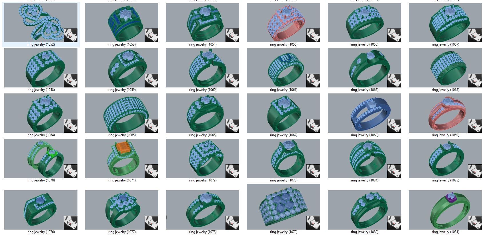 diamond  ring  15files 3D print model_35