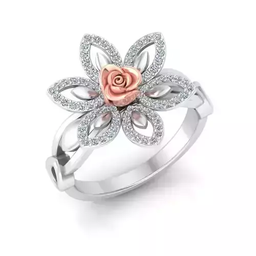 Solitaire Engagement Rose Ring Propose Rose Rings 3D print model