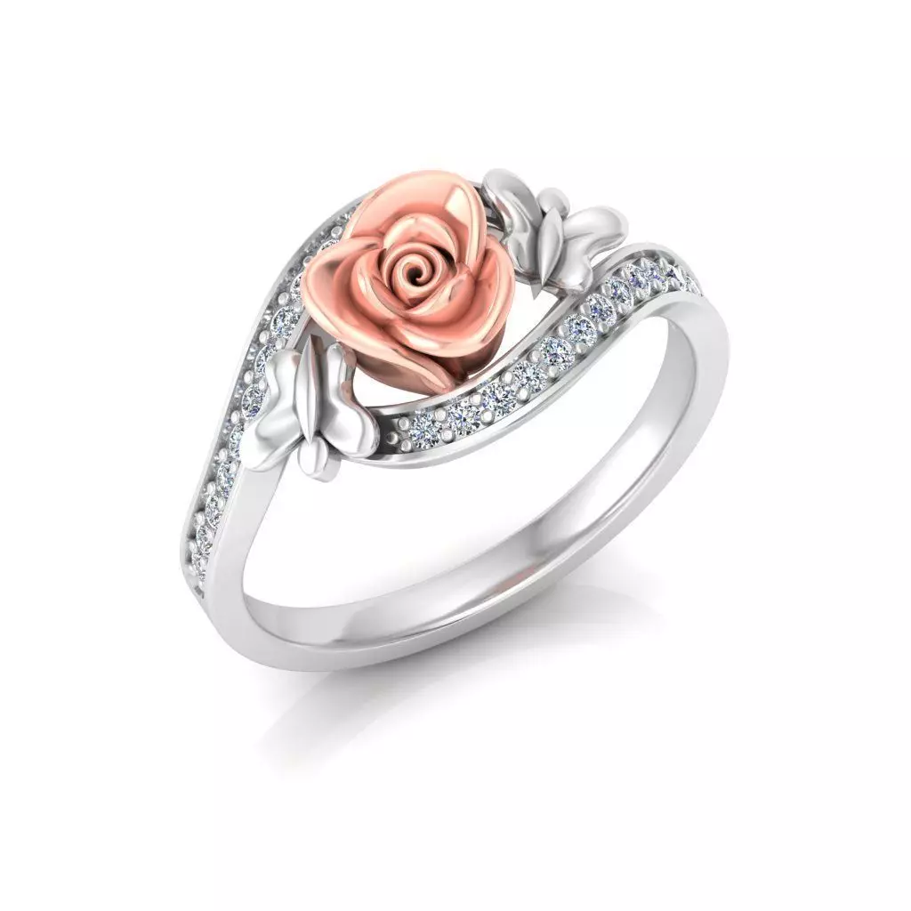 Solitaire Engagement Rose Ring Propose Rose Rings 3D print model_0