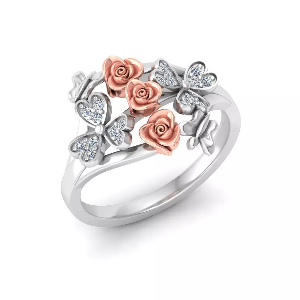 Solitaire Engagement Rose Ring Propose Rose Rings 3D print model_0