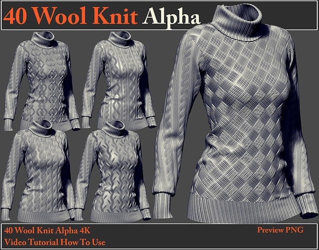 40 Wool Knit Alpha Maps 4K - Video How To Use Texture