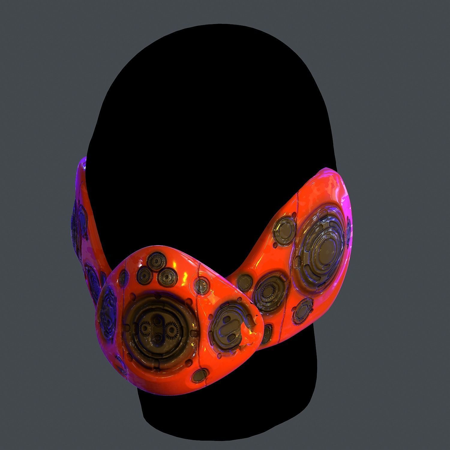 Gas mask helmet scifi Low-poly character art game space Low-poly 3D model_3