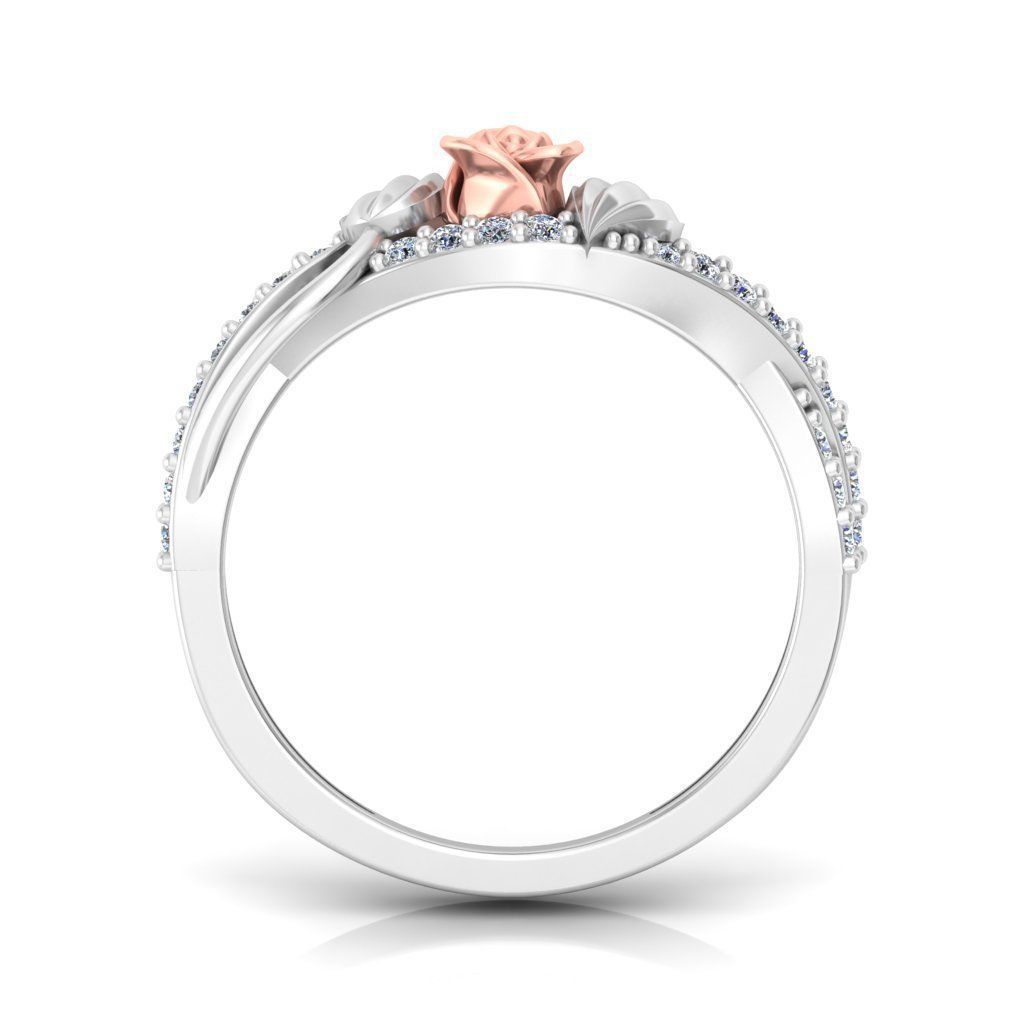 Solitaire Engagement Rose Ring Propose Rose Rings 3D print model_2