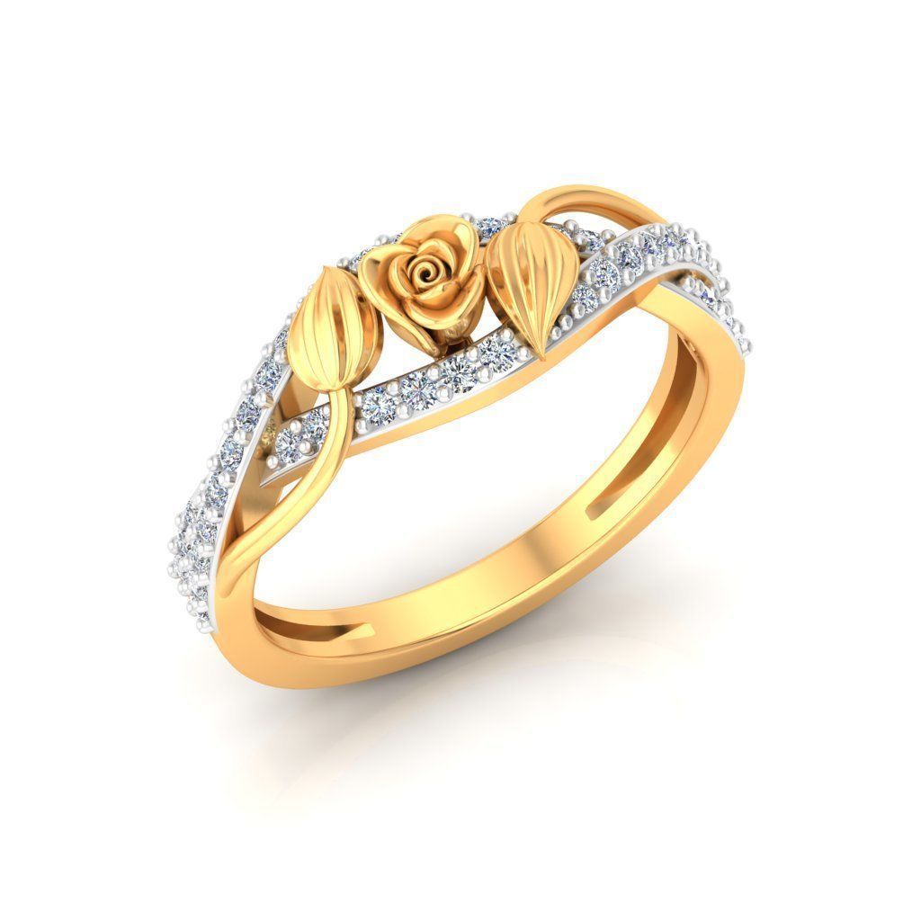Solitaire Engagement Rose Ring Propose Rose Rings 3D print model_6