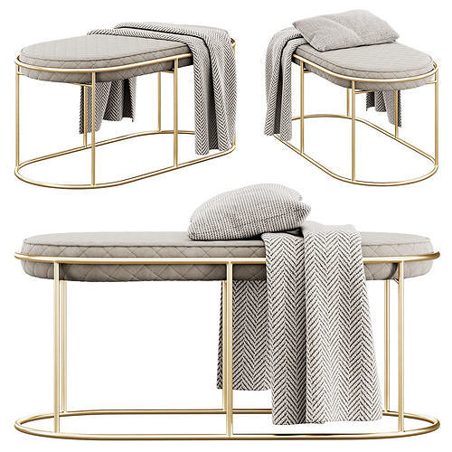 Velvet Bench by Cortesi Home 3D model 2