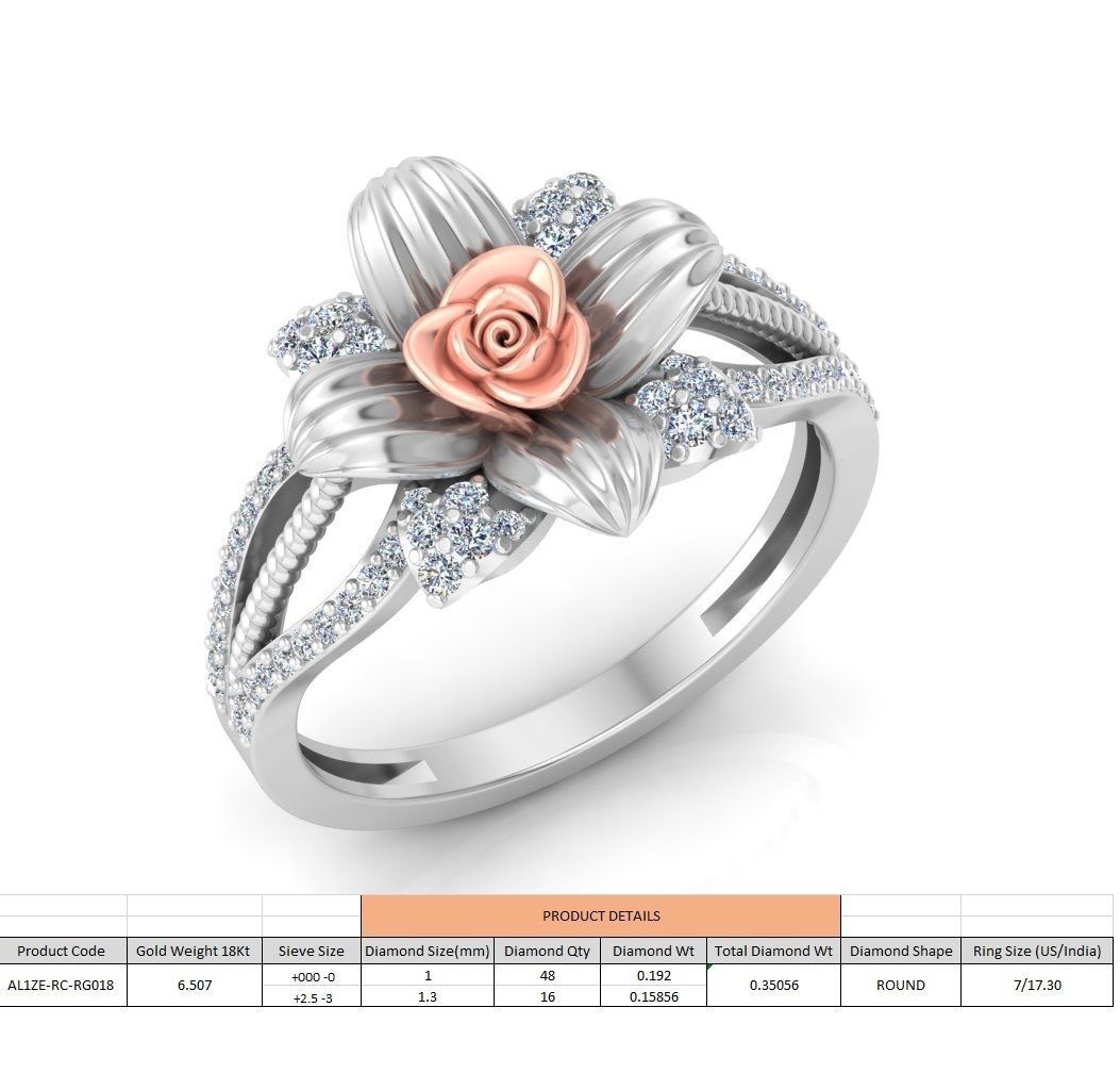 Solitaire Engagement Rose Ring Propose Rose Rings 3D print model_5