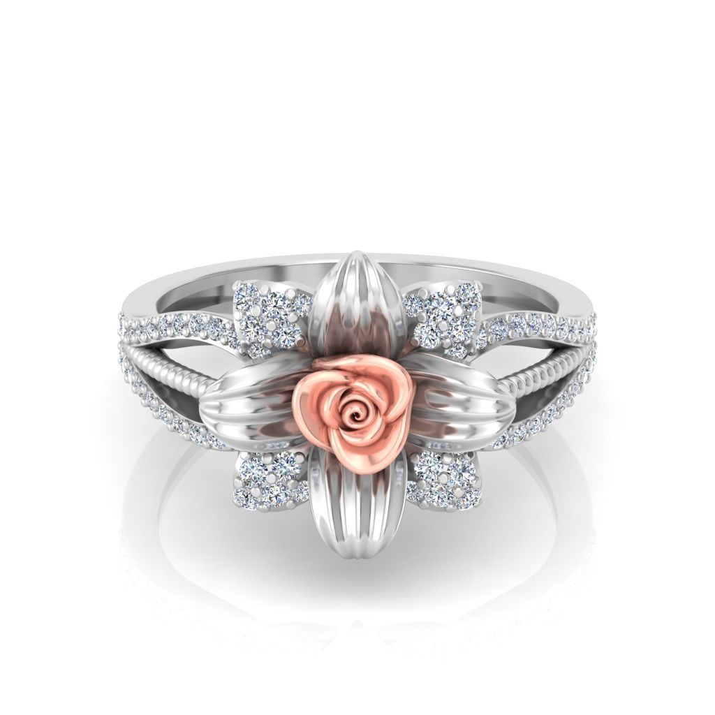 Solitaire Engagement Rose Ring Propose Rose Rings 3D print model_2