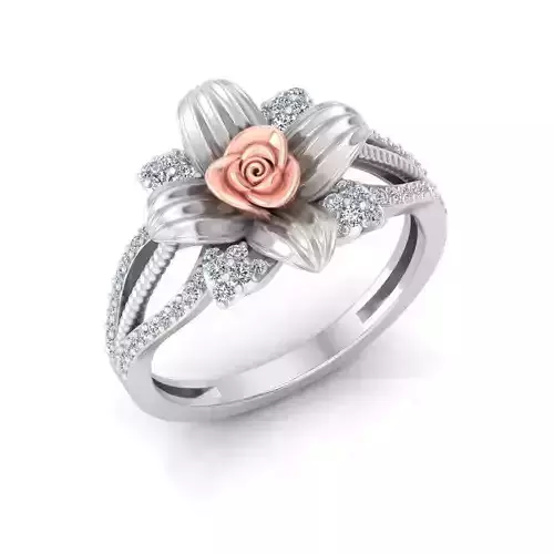 Solitaire Engagement Rose Ring Propose Rose Rings 3D print model