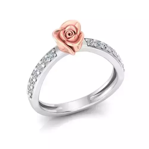 Solitaire Engagement Rose Ring Propose Rose Rings 3D print model