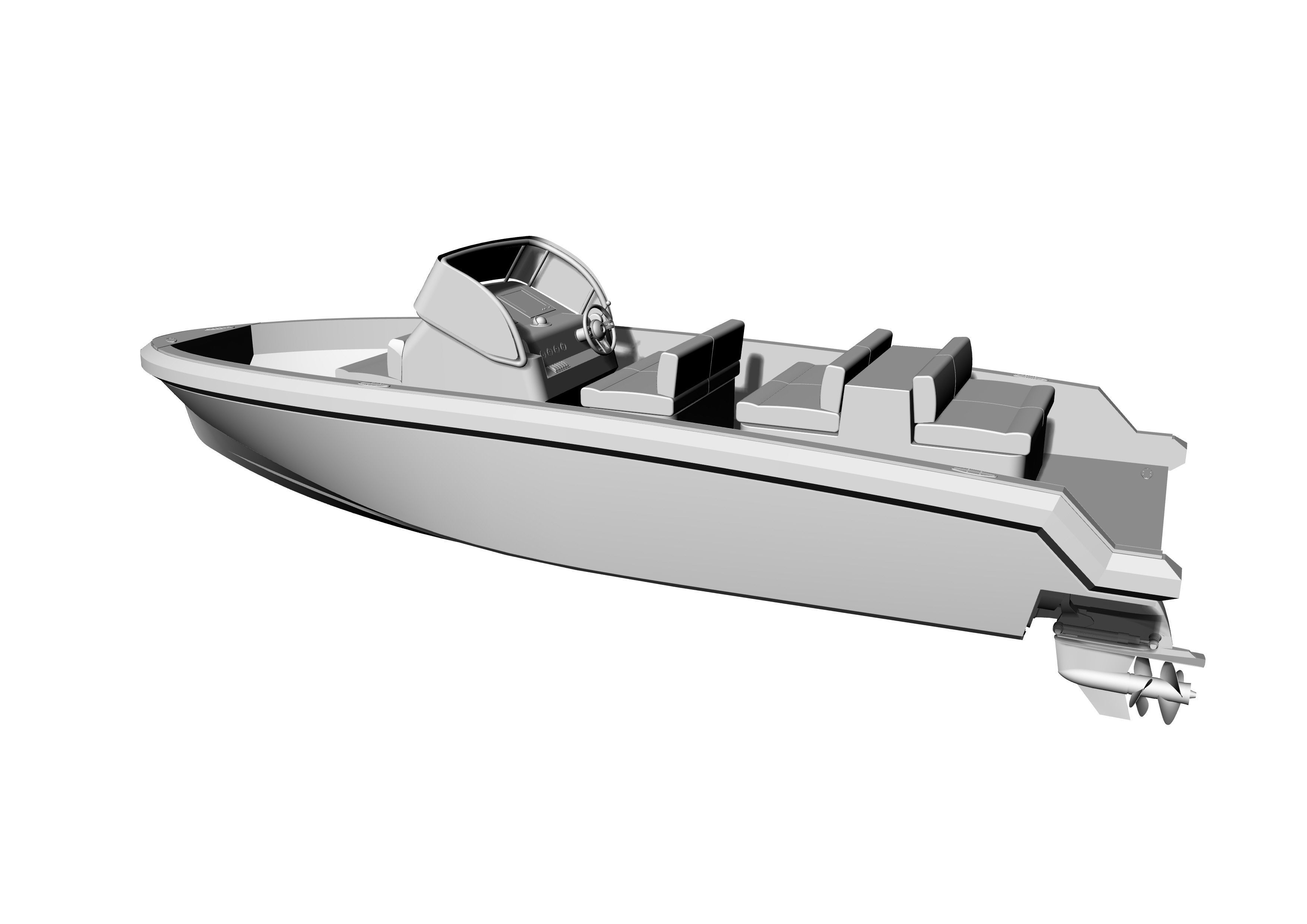 6 Meter Yacht Tender Runabout 3D model_16