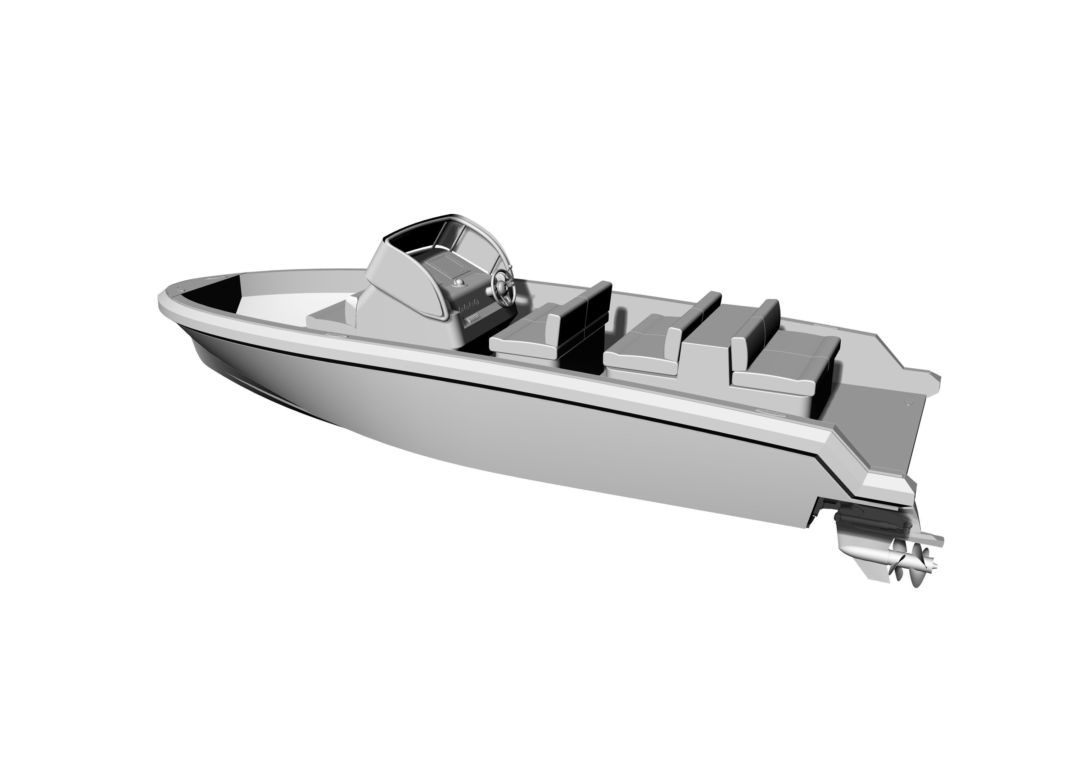 6 Meter Yacht Tender Runabout 3D model_10