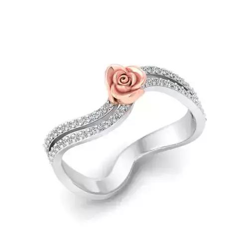 Solitaire Engagement Rose Ring Propose Rose Rings 3D print model