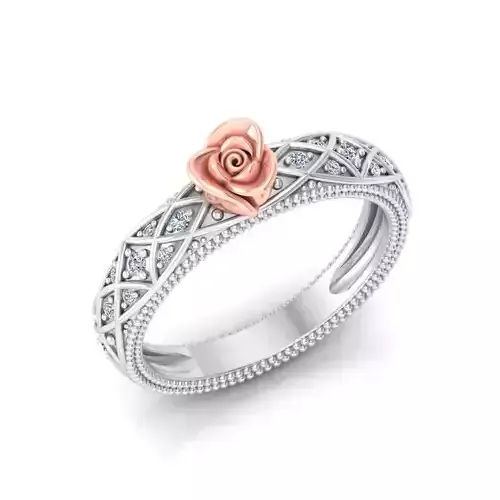 Solitaire Engagement Rose Ring Propose Rose Rings 3D print model