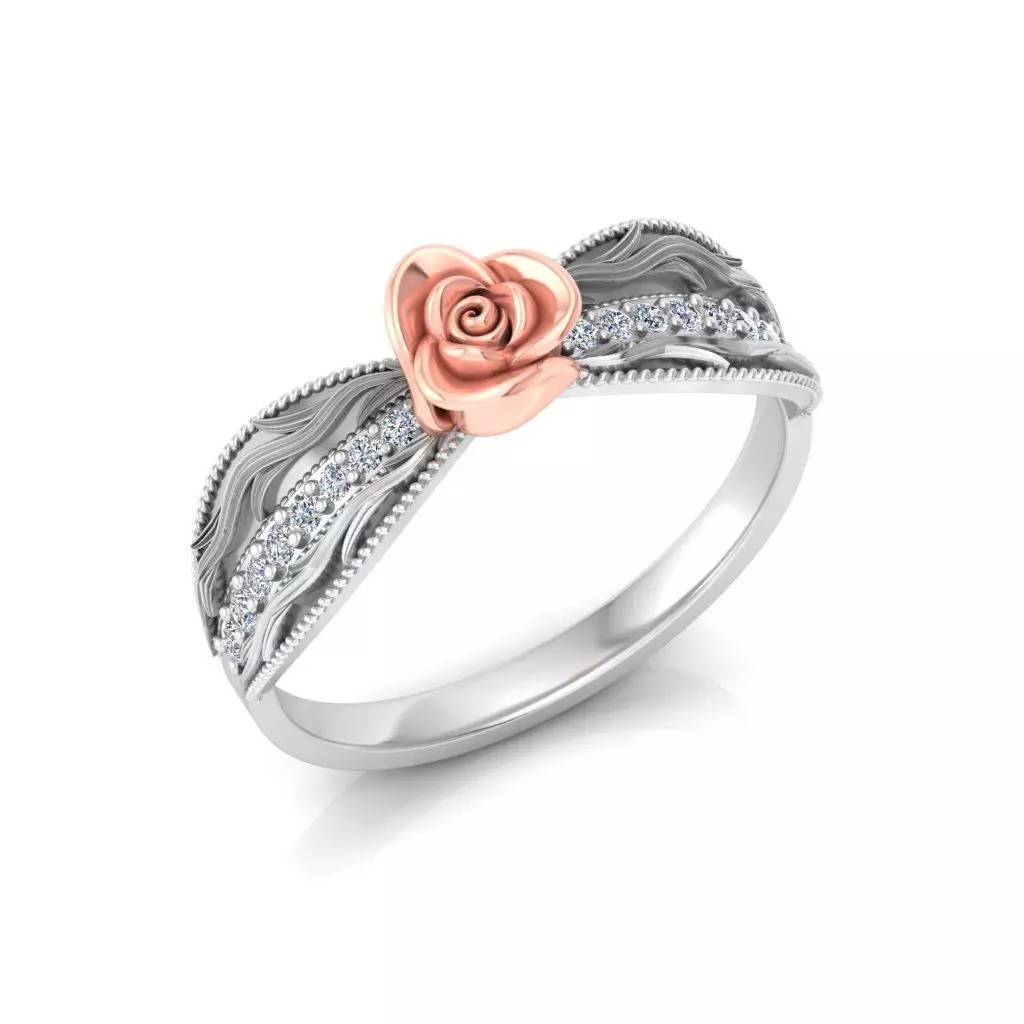 Solitaire Engagement Rose Ring Propose Rose Rings 3D print model_0