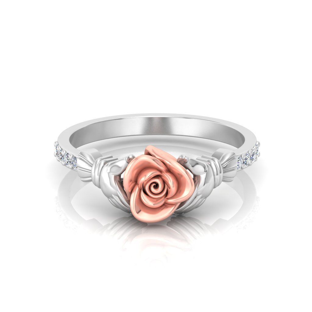 Solitaire Engagement Rose Ring Propose Rose Rings 3D print model_1