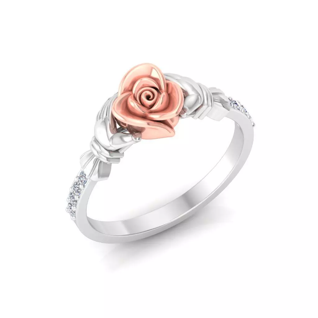Solitaire Engagement Rose Ring Propose Rose Rings 3D print model_0