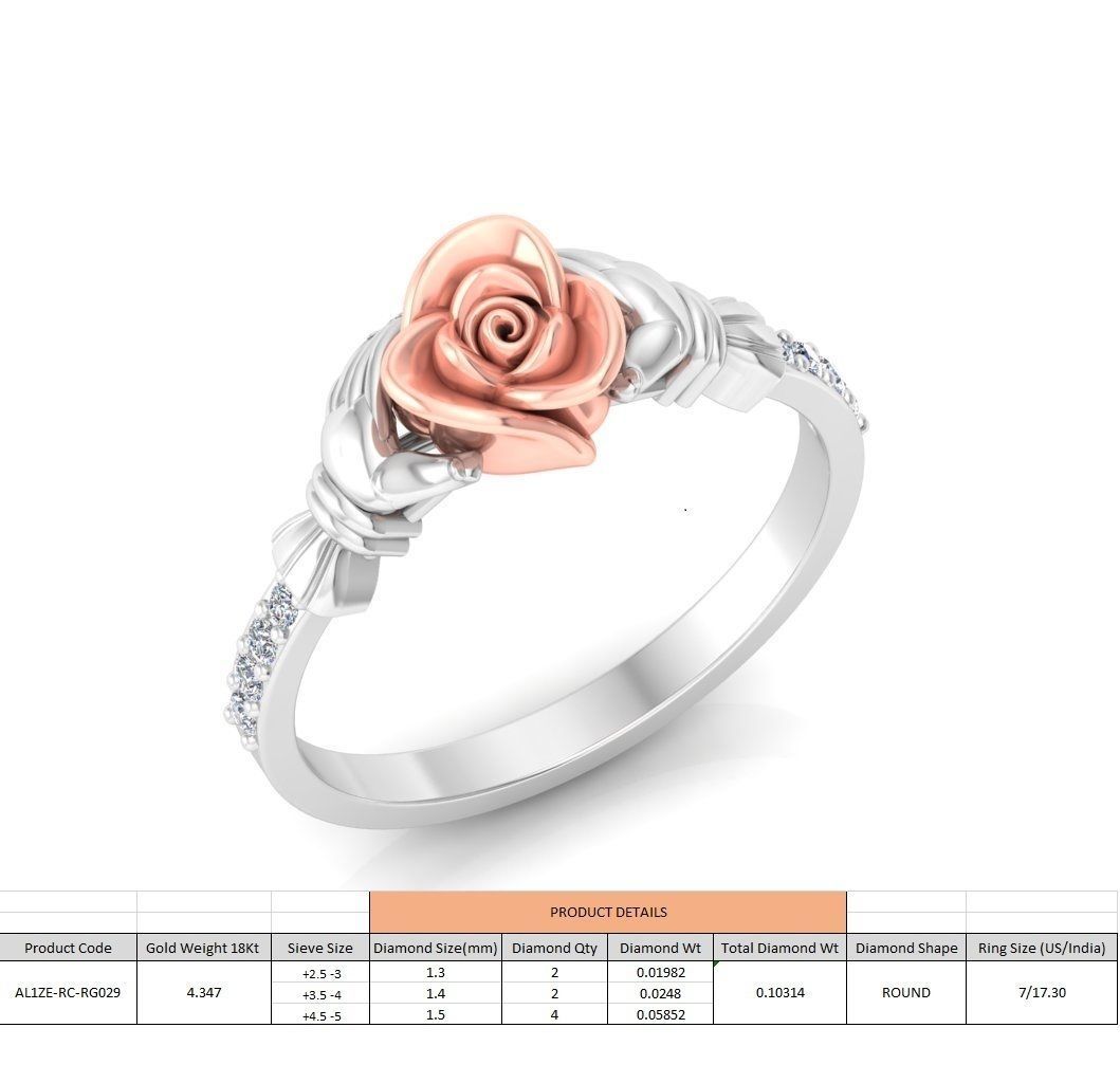 Solitaire Engagement Rose Ring Propose Rose Rings 3D print model_4