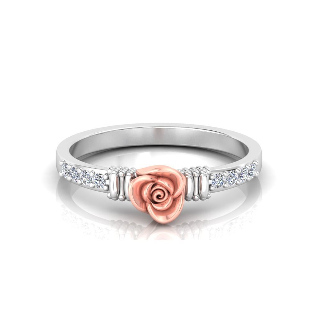 Solitaire Engagement Rose Ring Propose Rose Rings 3D print model_2