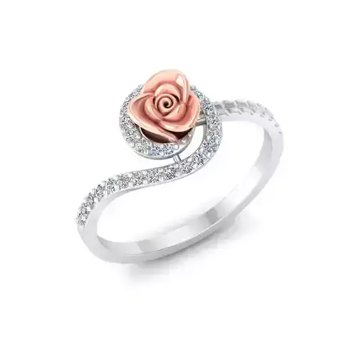Solitaire Engagement Rose Ring Propose Rose Rings 3D print model