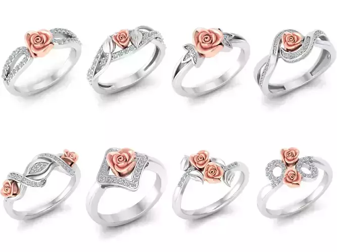 32 Solitaire Engagement Rose Ring Propose Rose Rings Collection 