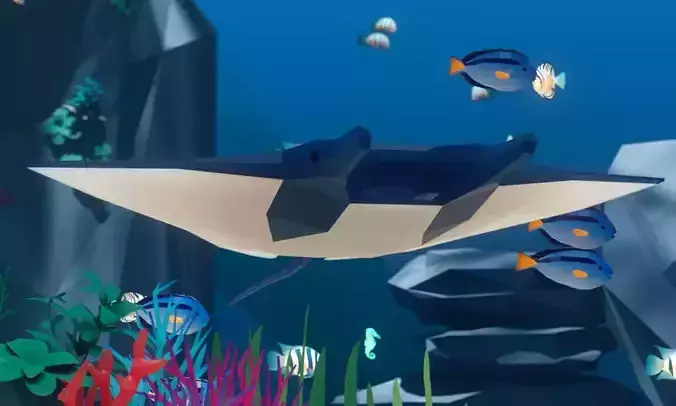 Manta stingray swimming in ocean