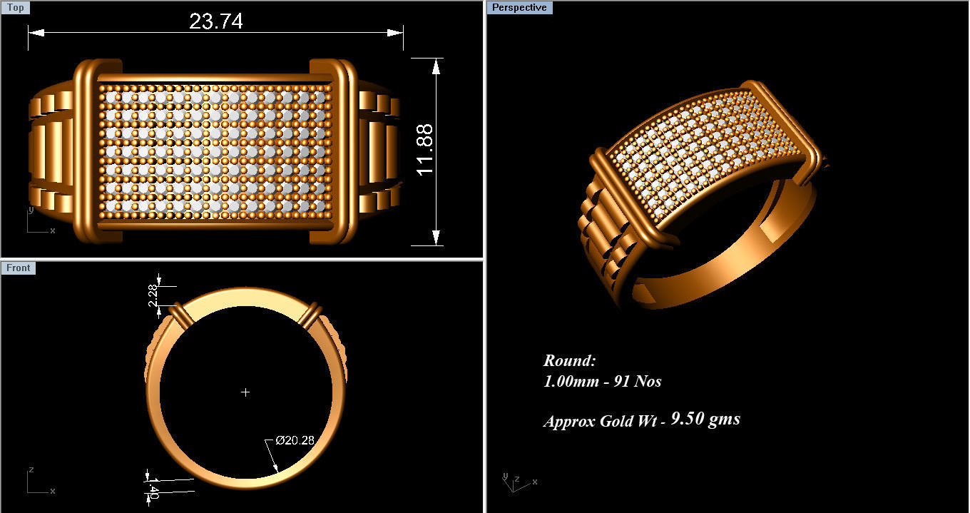 Solitaire Engagement Wedding Men Ring 3D print model_8