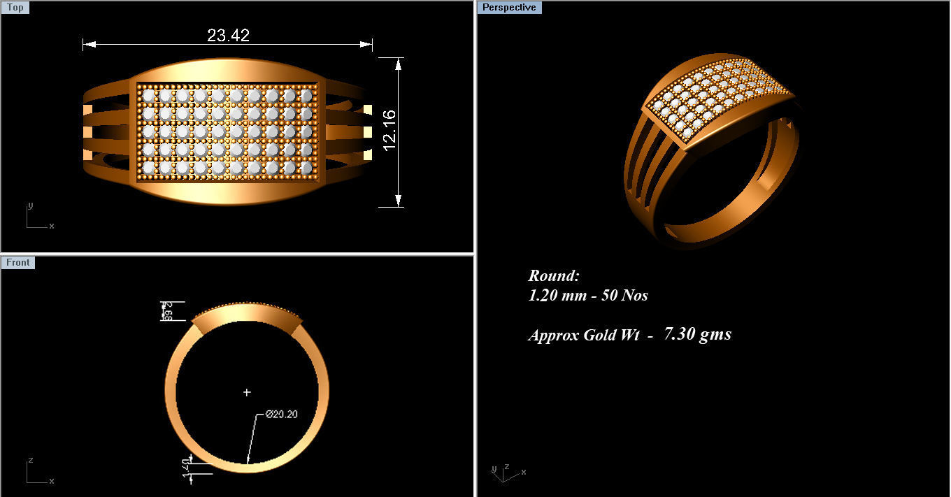 Solitaire Engagement Wedding Men Ring 3D print model_8